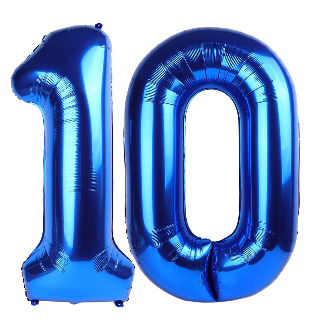 IWERP navy blue 10 balloon creates a bold 40-inch centerpiece.
