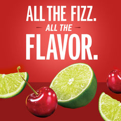 IZZE Cherry Lime bubbles pour capturing the fizz arc and fruit aroma.