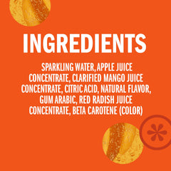 IZZE Mango Sparkling Juice glass displaying vibrant color and real fruit aroma.
