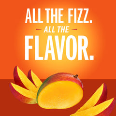 IZZE Mango Sparkling Juice label highlights 60% real fruit for natural refreshment.