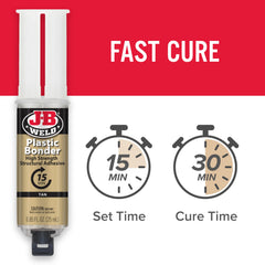 J-B Weld Plastic Bonder sets in 15 minutes for fast fixes.