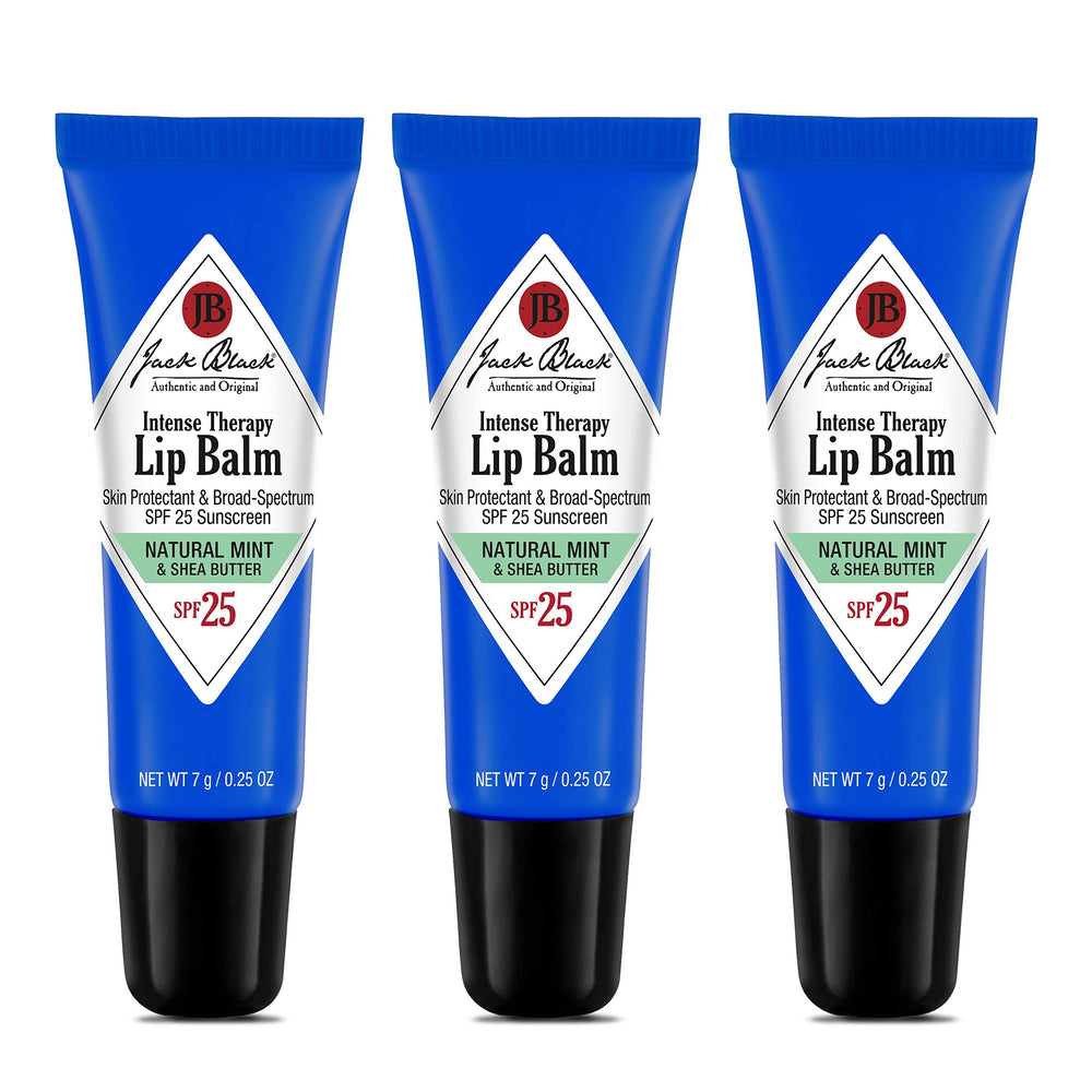 Jack Black Intense Therapy lip balm 3-pack in natural mint for dry lips