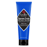 Jack Black Supreme Cream Triple Cushion bottle-pour showing luxurious prep for a smooth shave.