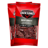 Jack Link's Peppered Beef Jerky front bag shows bold pepper flavor for on-the-go protein