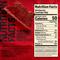 Close-up of Jack Link's Teriyaki Beef Jerky glaze on lean beef