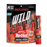 Jack Link's Wild Mini Chicken Sticks with Frank's RedHot in packaging—grab-and-go protein.