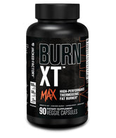 Jacked Factory Burn-XT Max bottle front showing sleek label for energy and fat burning
