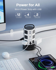 JACKYLED tower shows USB ports for convenient charging of phones and tablets