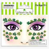 Jacnkb shamrock glitter face tattoos sheet 1 adds festive St Patrick's Day sparkle