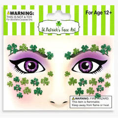 Jacnkb shamrock glitter face tattoos sheet 1 adds festive St Patrick's Day sparkle