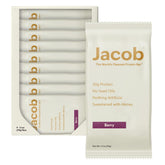 Jacob Protein Bar Mixed Berry pack shot showcases clean ingredients for convenient nutrition.