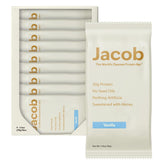 Jacob Bar Vanilla 9-pack front view highlights a clean protein snack option