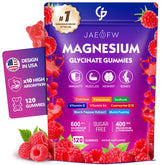 JAENFW Magnesium Glycinate Gummies raspberry bottle closeup showing flavor and quality