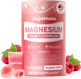 Jajehalo Magnesium Complex Gummies for Women bottle with 90 sugar-free raspberry gummies, daily support.