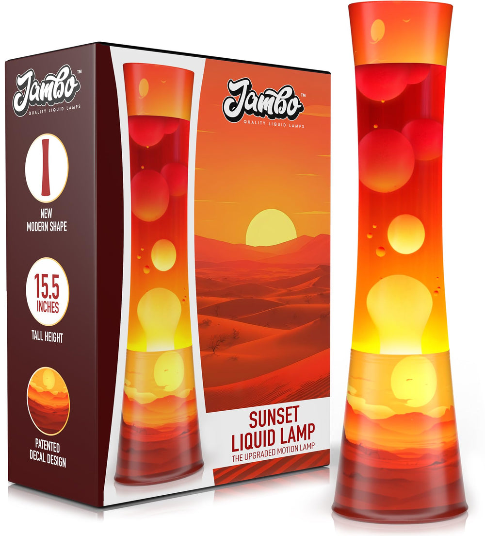 JAMBO Sunset decal motion lamp glows with warm sunset hues for cozy evenings.