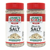 Jane's Krazy Mixed-Up Salt original 9.5oz bottle ready to season grilled steak