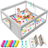 Jaobeem baby playpen with mat in assembly view showing a safe crawl space