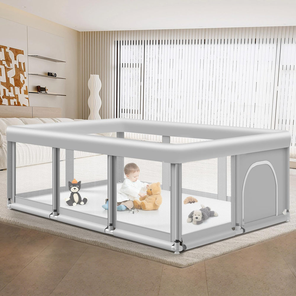 Jaobeem large playpen 74x50 assembly view for safe, spacious play area.