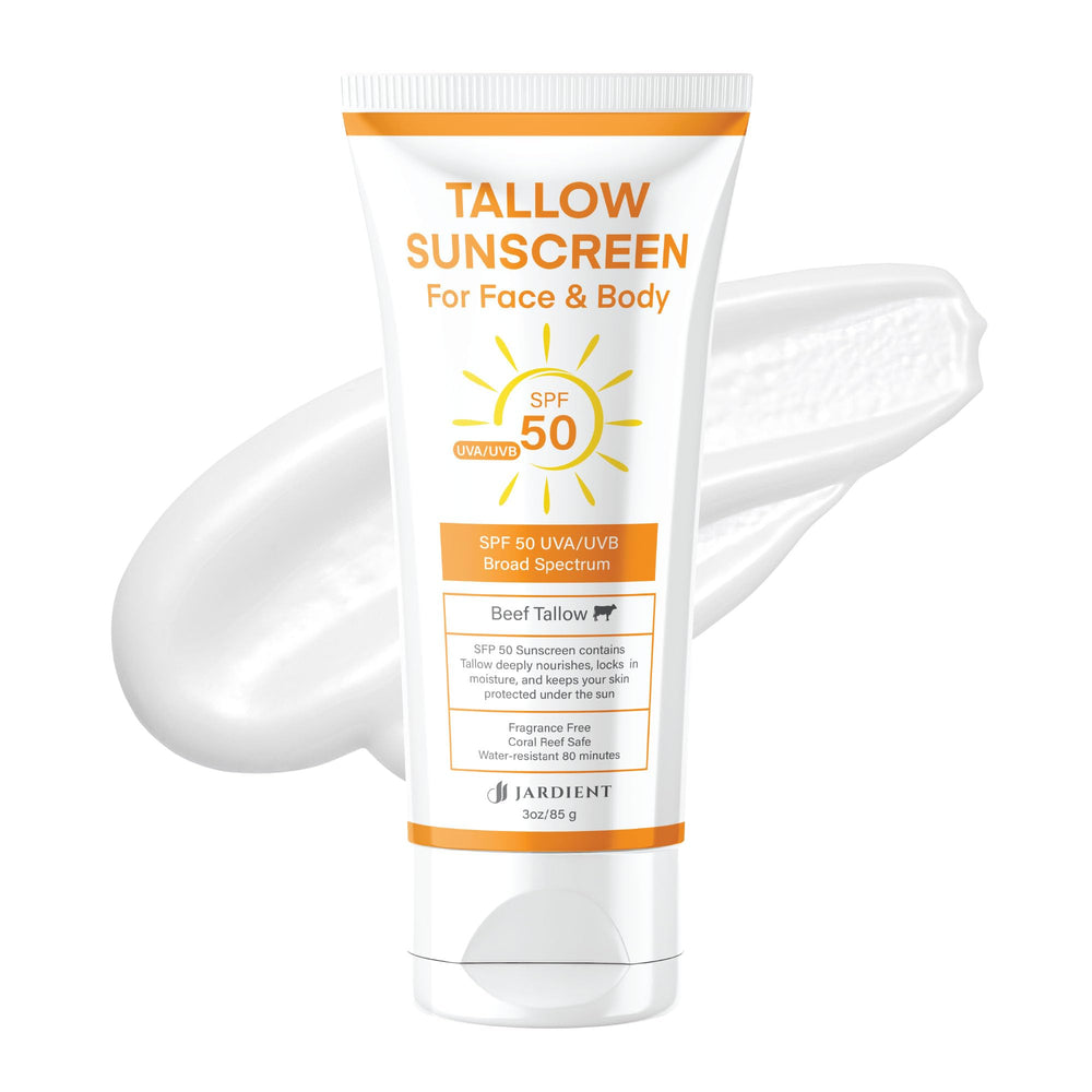 Jardient beef tallow sunscreen bottle front for outdoor protection