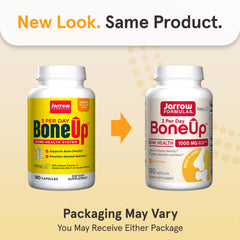 Jarrow BoneUp D3 K2 bottle label showing vitamin support for calcium deposition