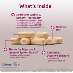 Fem-Dophilus capsules close-up showing 10 billion CFU per serving
