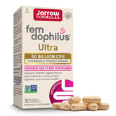 Jarrow Formulas Fem-Dophilus Ultra bottle with capsules for daily vaginal and digestive balance.
