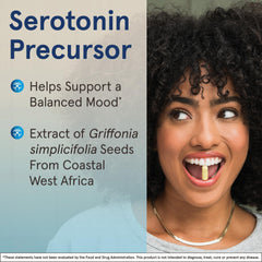 Jarrow Formulas Griffonia seeds closeup emphasizing plant-based origin