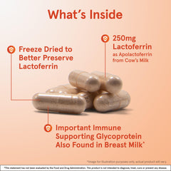 Jarrow Formulas Lactoferrin label highlights gluten-free and non-GMO ingredients.