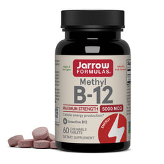 Jarrow Formulas Methyl B12 bottle front view with cherry flavor and daily energy support