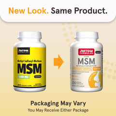 Jarrow Formulas MSM 1000 mg capsules closeup, convenient veggie capsules for daily use.