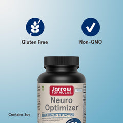 Jarrow Formulas Neuro Optimizer bottle with water illustrating daily use.