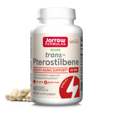 Jarrow Formulas Pterostilbene 50mg bottle for antioxidant support and healthy aging.