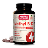 Jarrow Formulas Vitamin B12 methylcobalamin cherry chewable tablet for daily energy.