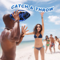 Jasonwell waterproof football in mid-throw over pool water for pool play.