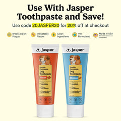 Jasper finger-fit dog toothbrush enables precise 360° cleaning around molars.