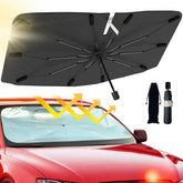 JASVIC windshield sun shade umbrella in action, blocking heat and UV for a cooler car interior.