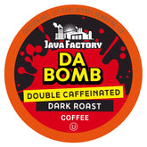 Java Factory Da Bomb extra bold coffee pods box ready for a strong morning boost
