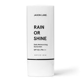 JAXON LANE Rain or Shine SPF 50 tube front showing fragrance-free sunscreen for daily protection