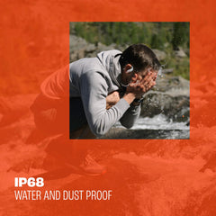 JBL Endurance Peak 4 IP68 rating displays protection against water and dust during outdoor sessions.