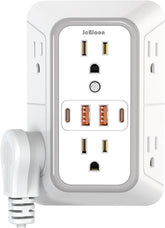 JcBlaon USB wall outlet with six AC ports and four USB ports for flexible charging