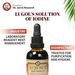 Three-bottle pack of J. CROW'S Lugol's iodine 2% ensures ongoing availability.