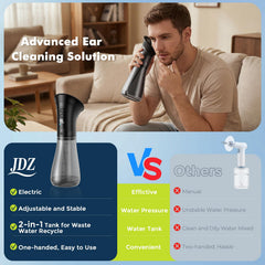 JDZ adjustable water pressure for sensitive ears and stubborn wax