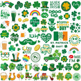 JEEFONNA glitter St Patrick's Day tattoos in a large half-arm sleeve design for bold festival looks.