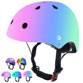 JeeFree adjustable color gradient kids helmet securing a precise fit with vivid styling