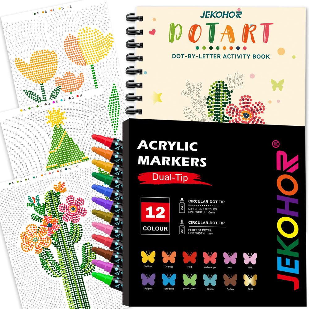 Jekohor coloring book cover with dot art meditation patterns for mindful relaxation.