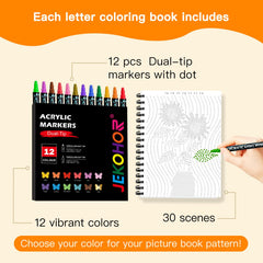 Jekohor dot art markers 12-set shown for vibrant coloring.