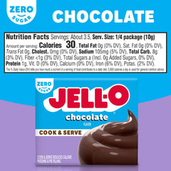 Jell-O Zero Sugar Chocolate Pudding Mix pouch ready for quick stovetop prep