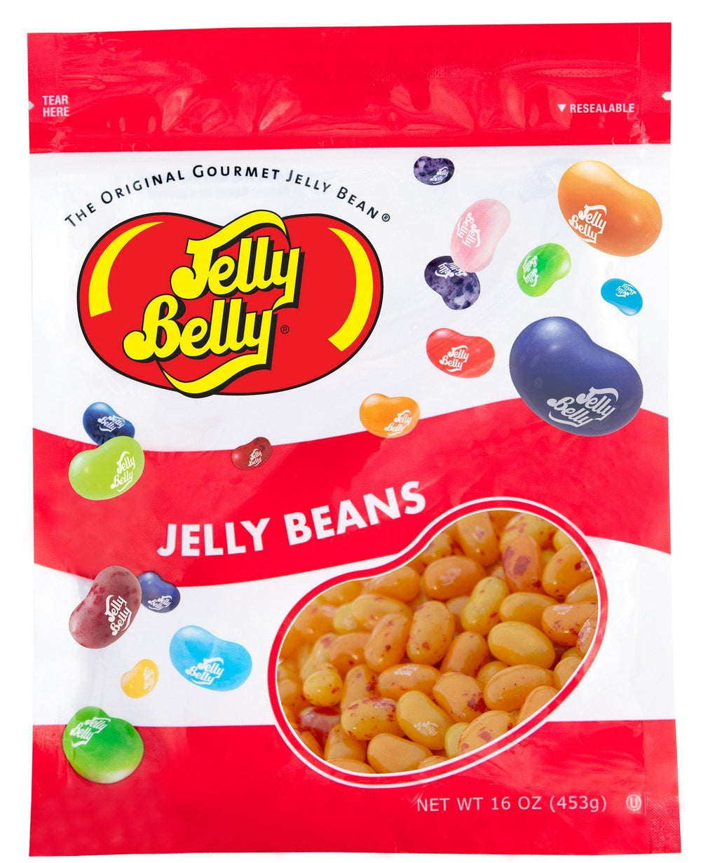 Jelly Belly Peach Jelly Beans 1lb bag showing fresh peach flavor for snacking.