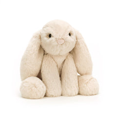 Jellycat Smudge Rabbit medium plush with soft oatmeal fur, ideal for cozy snuggles.