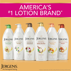 Close-up of Jergens moisturizer texture showing lightweight, quick absorption on the skin.